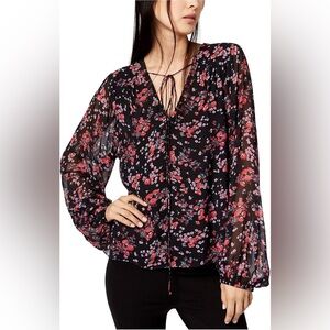 Stradivarius Sheer Floral Blouse Small NWT